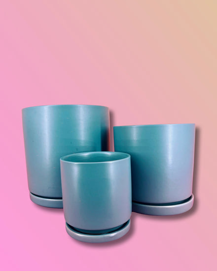 Gemstone Porcelain Cylinder - Teal Blue