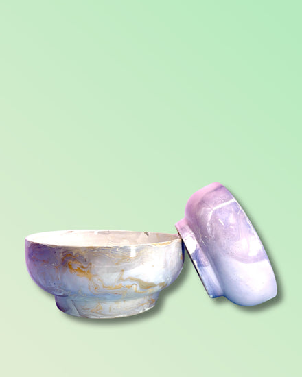 Pedestal Bowl - Amethyst Marble