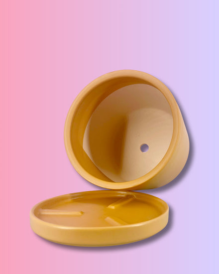 Gemstone Porcelain Cylinder - Mustard and Top Half Mustard